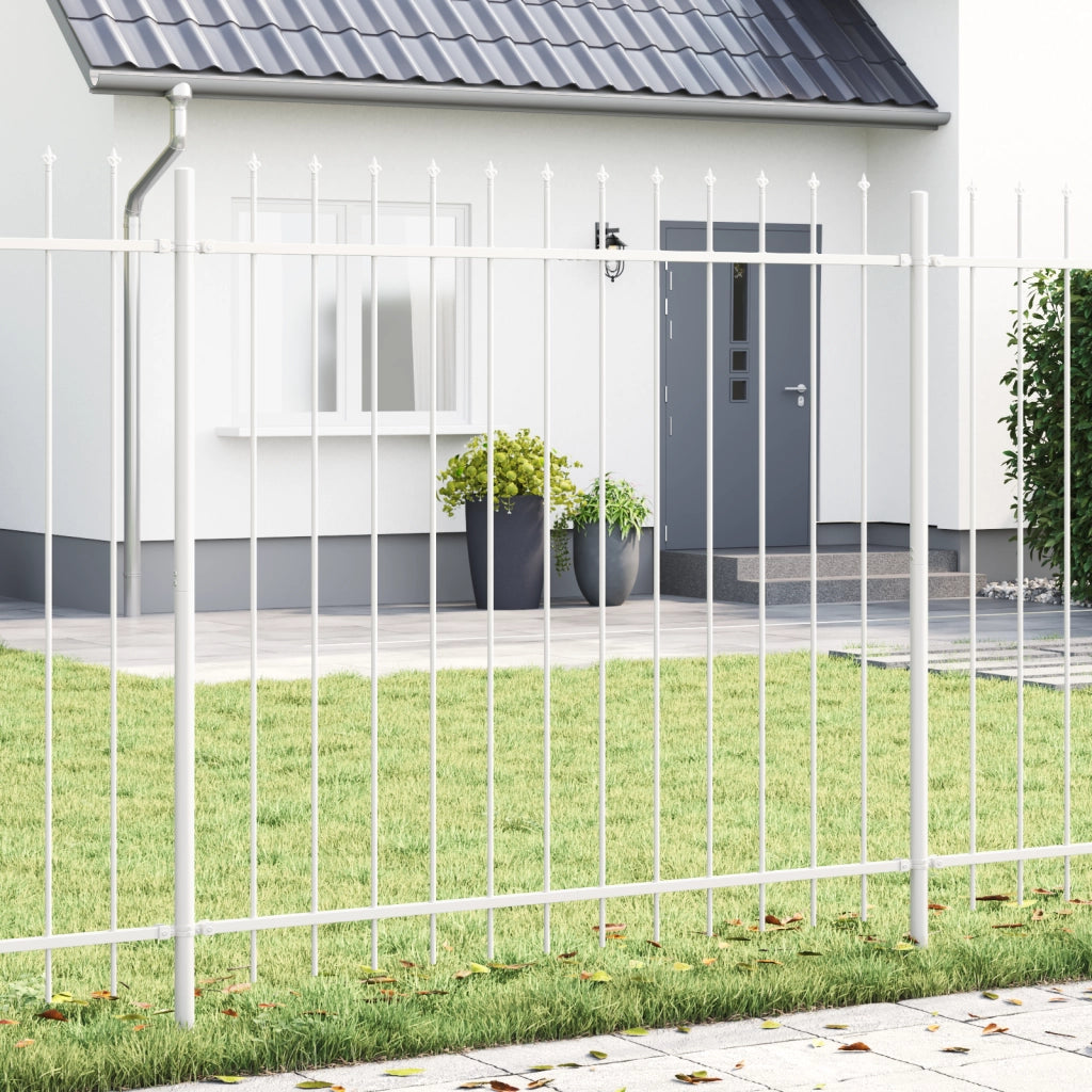 Recinzione da giardino  con punta a lancia bianca 11,9x1,5 m in acciaio