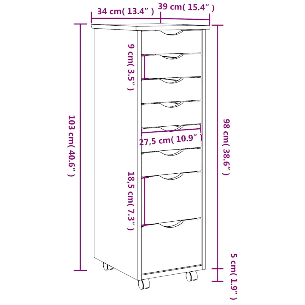 Mobiletto portaoggetti con ruote di grande capacità 34 x 39 x 103 cm in legno di pino color miele 02_0057656