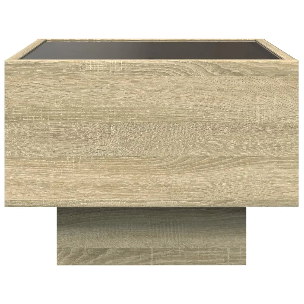 Comodino con LED Infinity-Tavolino da notte Rovere Sonoma 40x40x30 cm 198202