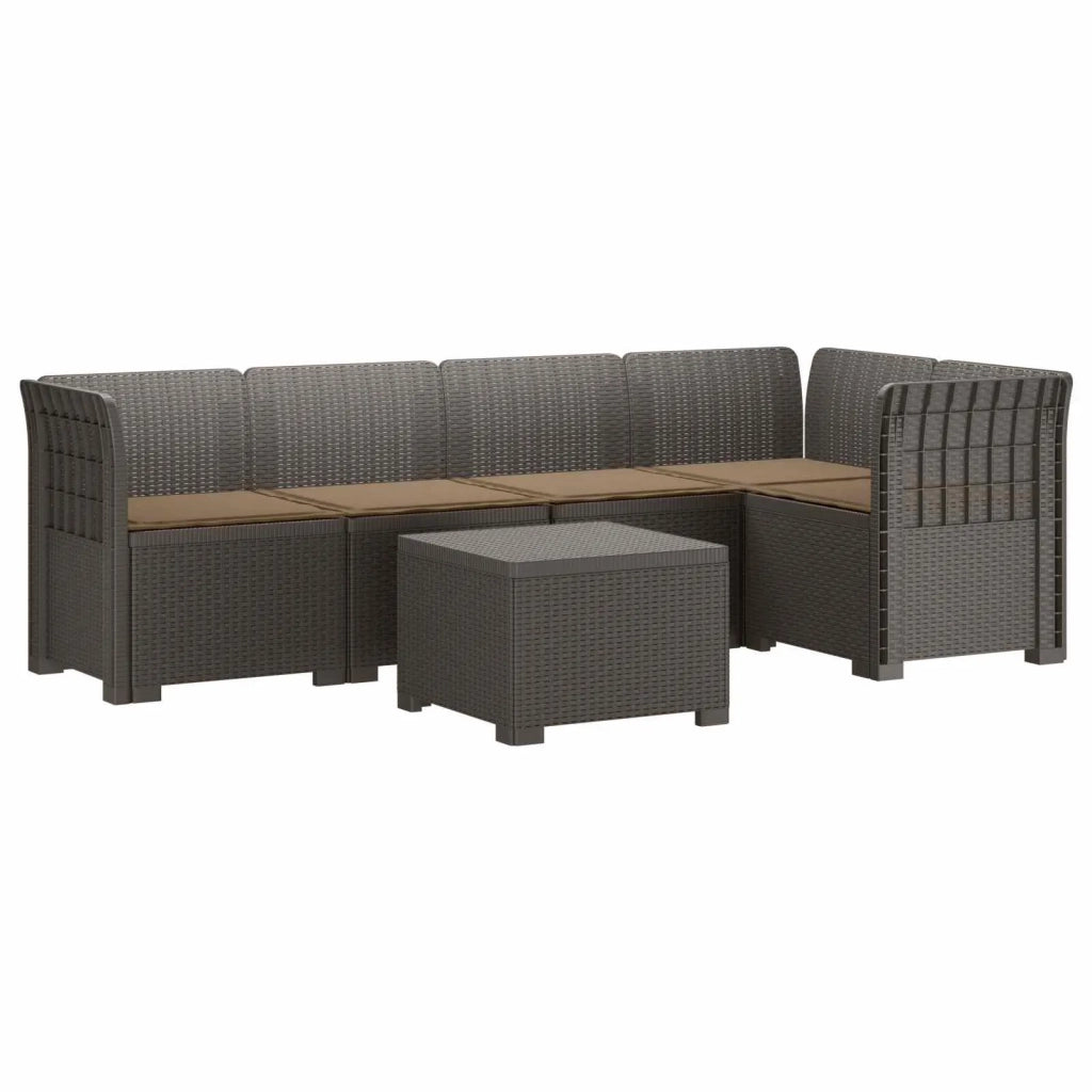Divano da Giardino 5 Posti con Cuscini Stile Rattan PP 3444084