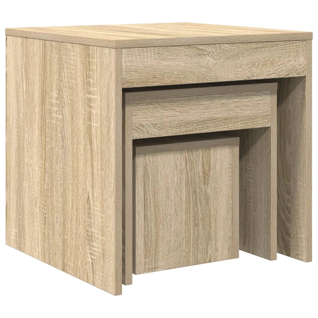 Tavolini Impilabili 3 pz Rovere Sonoma in Truciolato 808597