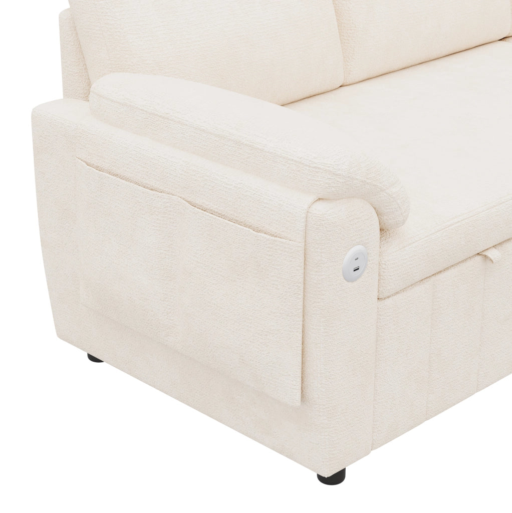 Divano angolare modulare con letto estraibile e porta USB/Type-C