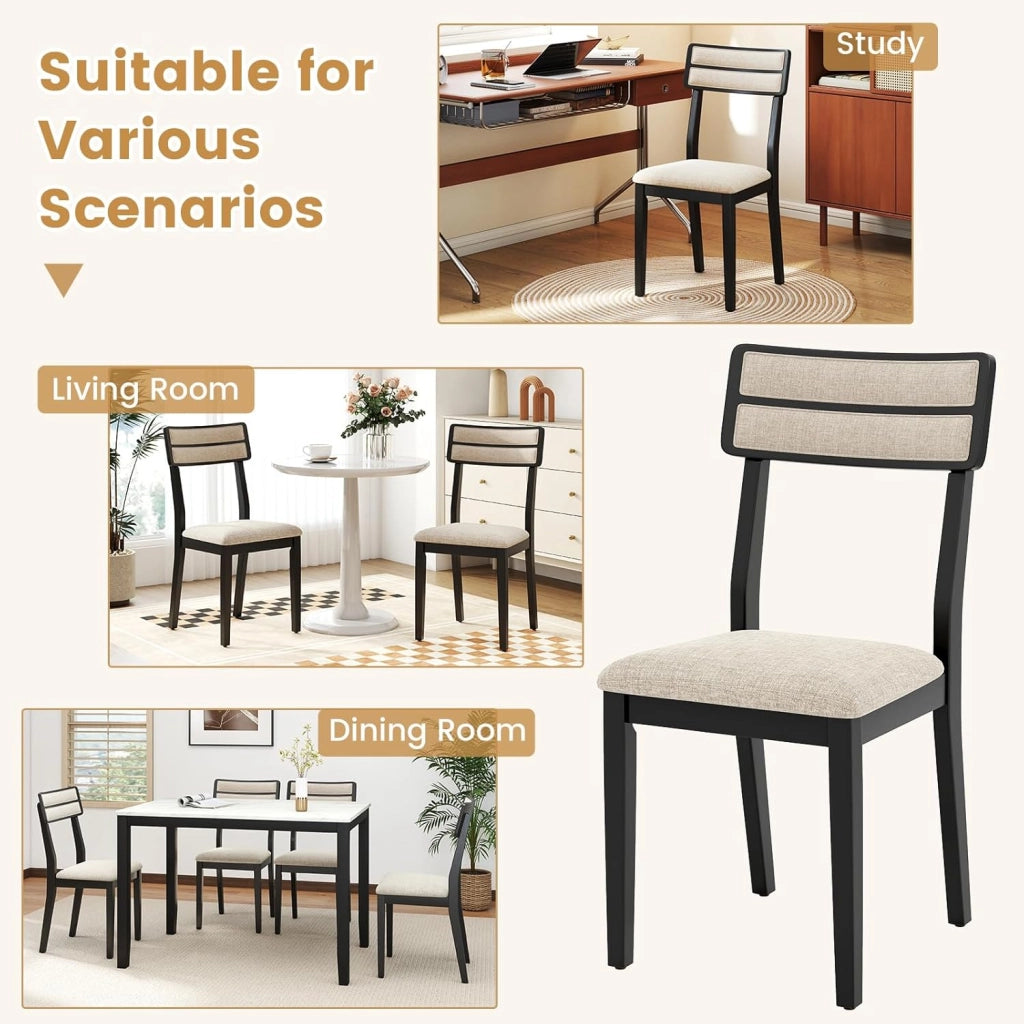 Set di 2 sedie per sala da pranzo, sedia da cucina moderna senza braccioli con seduta e schienale alto imbottiti, pattini antiscivolo, per cucina, sala da pranzo, soggiorno (nero)