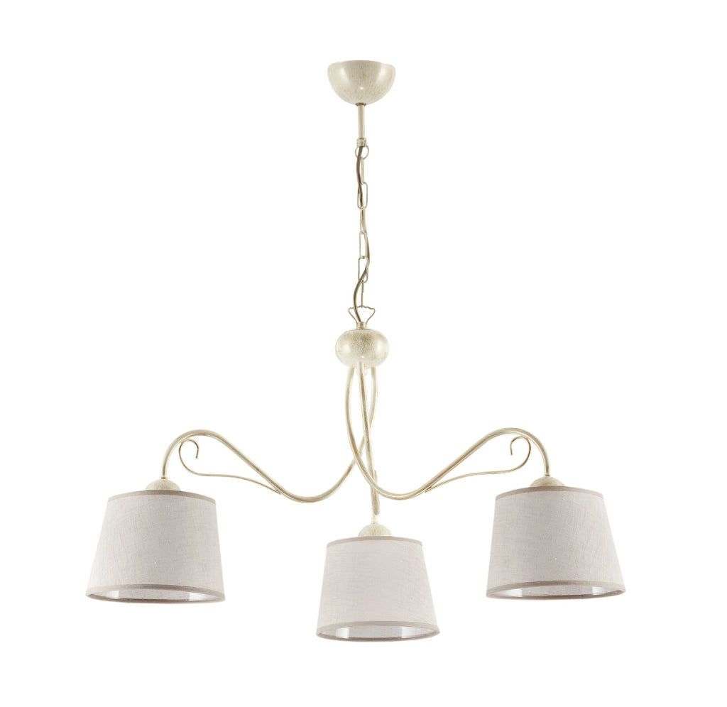 Lampadario rétro Kamelia 3 luci E27 ecru 15W Jupiter