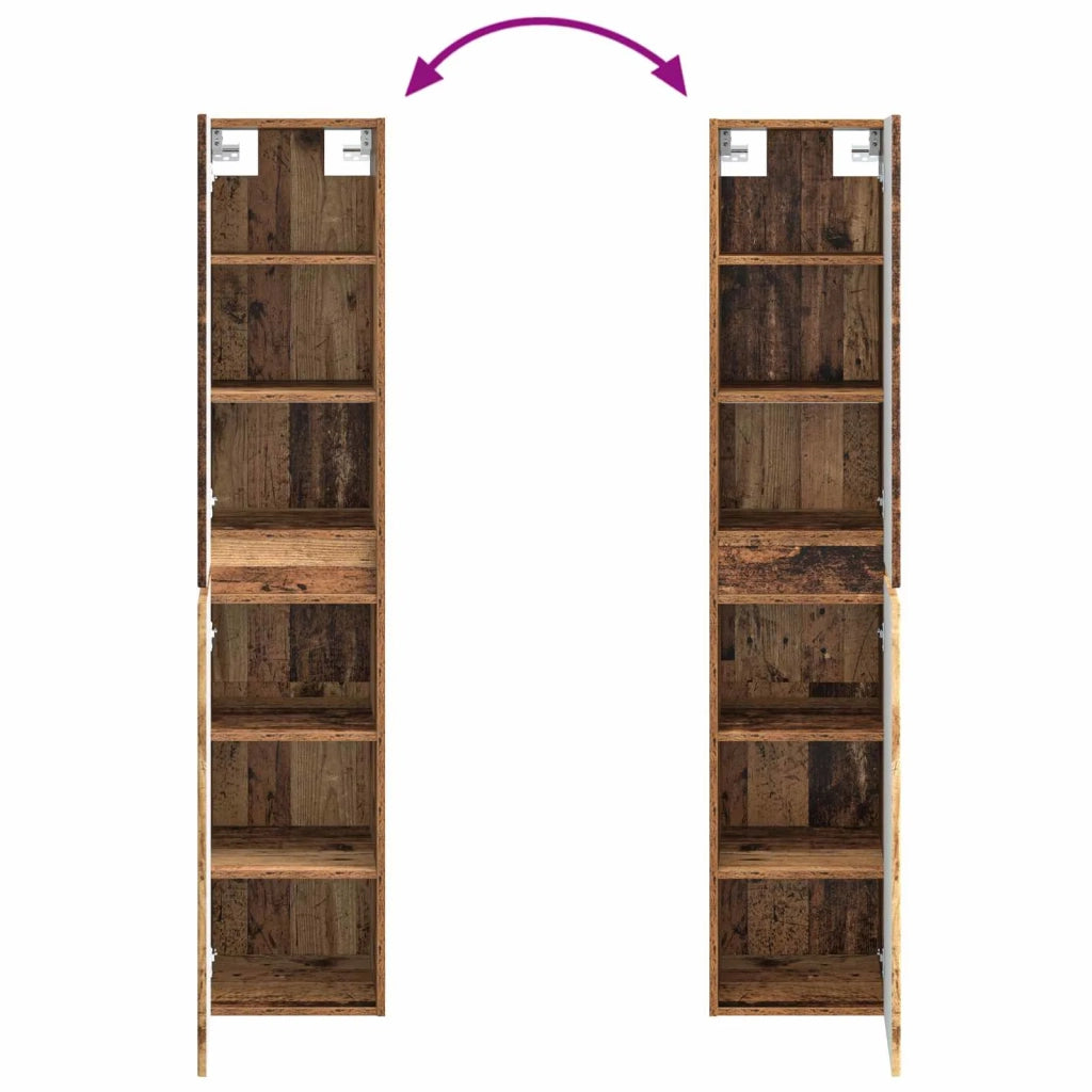 Mobiletto da Bagno a Muro Legno antico 33 x 34,5 x 160 cm