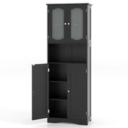 Mobile contenitore alto 60 x 30 x 164 cm con 2 ante in vetro satinato 2 ripiani regolabili stile moderno MDF nero 20_0010234