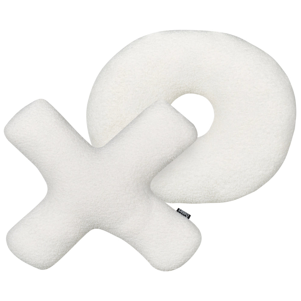 Set di 2 cuscini a forma di lettera in tessuto orsacchiotto bianco XO