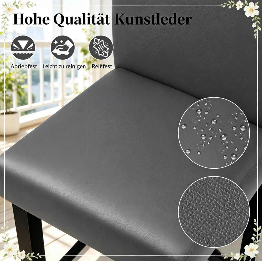 Set 2 sgabelli da bar con schienale 41 x 37,5 x 110 cm nero e grigio