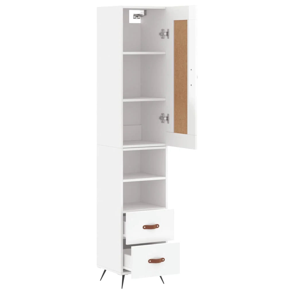 Buffet credenza cassettiera mobiletto mobile contenitore organizer cucina soggiorno lucido 34,5 x 34 x 180 cm legno ingegnerizzato bianco 02_0032796
