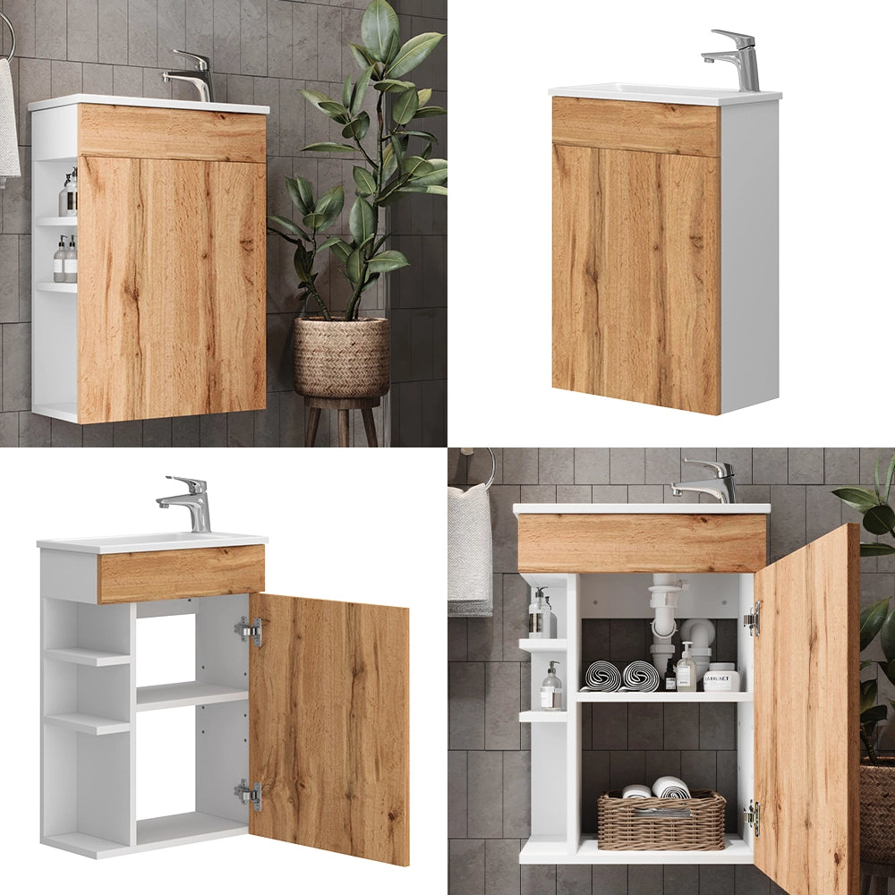 Vicco Set mobili bagno Quercia dorata 2 parti, con lavabo