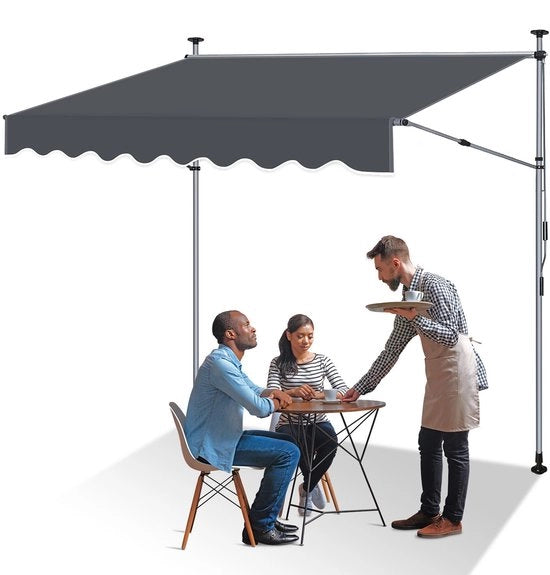 Ombrellone 350 x 150 cm Antracite - Marcia balcone regolabile con manubrio - Zonnetint per esterno senza perforazione per terrazza e balcone