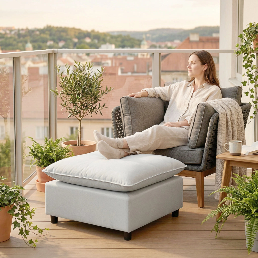 Puff salotto quadrato con piedi plastica ¨C zephmum ¨C 75x75x40 cm grigio