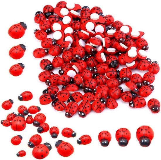 Lieveheersbeestjes Stickers in Legno Autoadesivi - 400 Pezzi - Decorazione per Artigianato e Scrapbooking