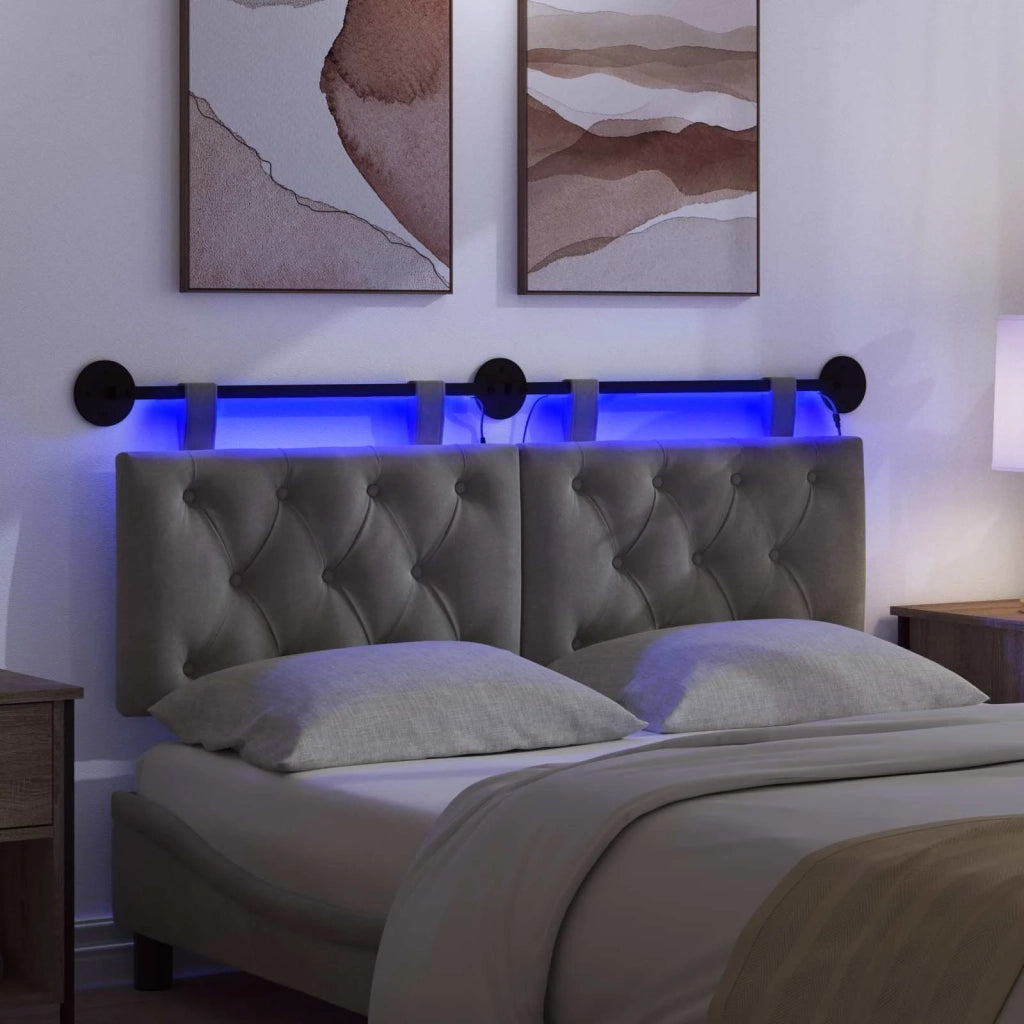 Testiera sospesa Con luce LED Grigio Scuro Velluto