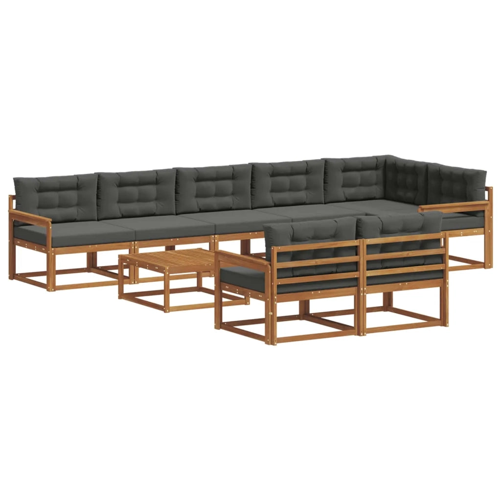 Set di divani da esterno con cuscino 9 pcs Naturale e Antracite 3367780