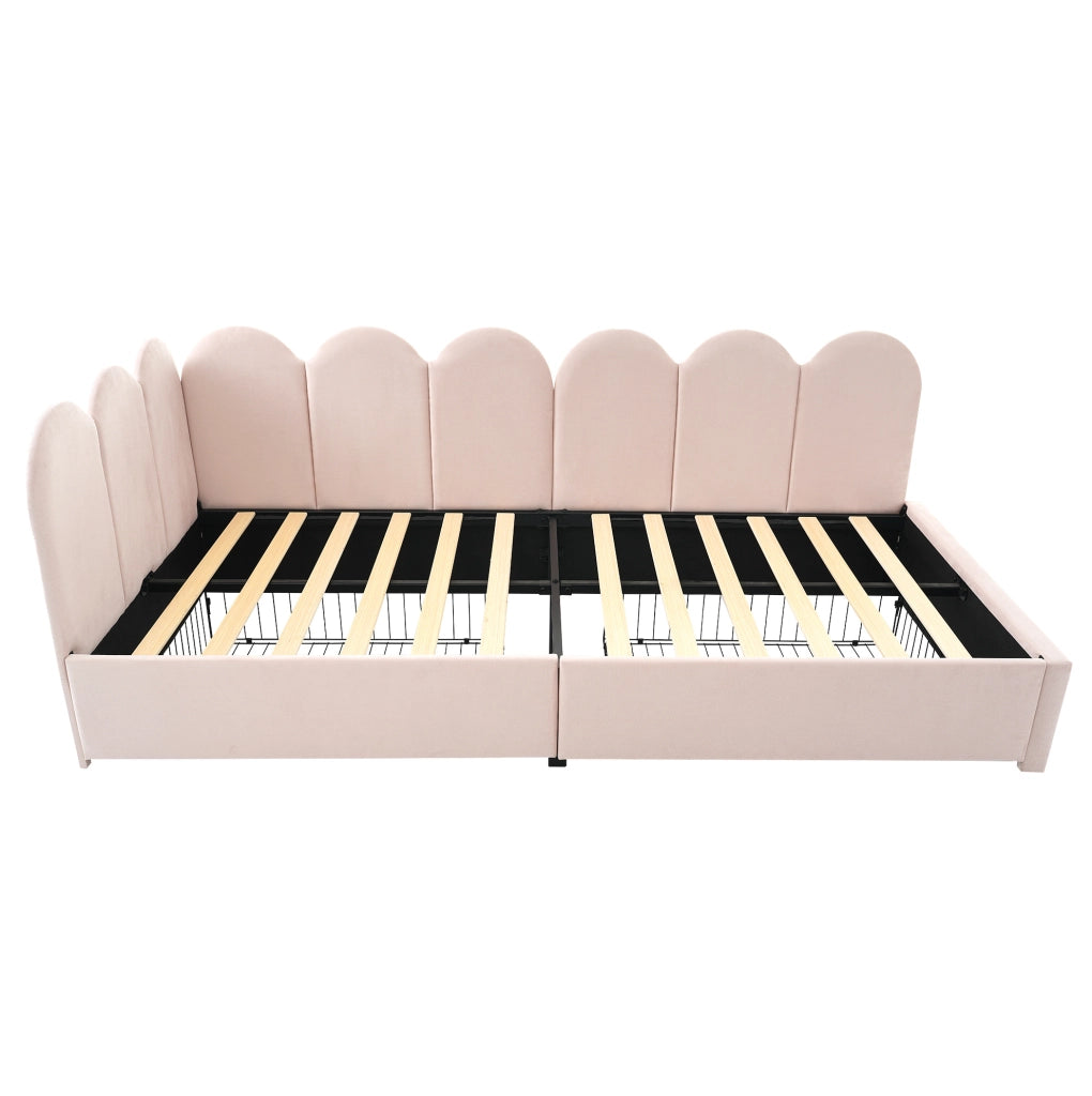 Letto imbottito con 2 cassetti e struttura salvaspazio, 90x190 cm