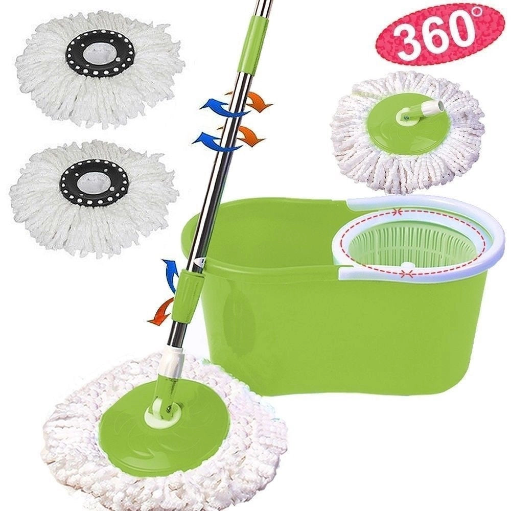 Trade Shop - Secchio Mocio Roto Spin Rotante Doppia Rotazione Manico Telescopico Cestello 13lt -