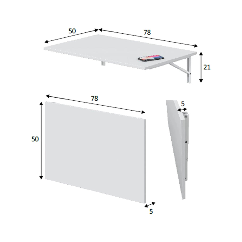 Grandate, Tavolo Pieghevole un Posto, 78x50x21h cm Bianco