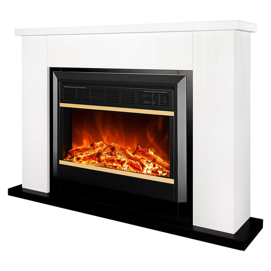 Camino Elettrico da Pavimento 85,5x115x27 cm Effetto Fiamma 1500W Brooklyn & Mars Bianco/nero