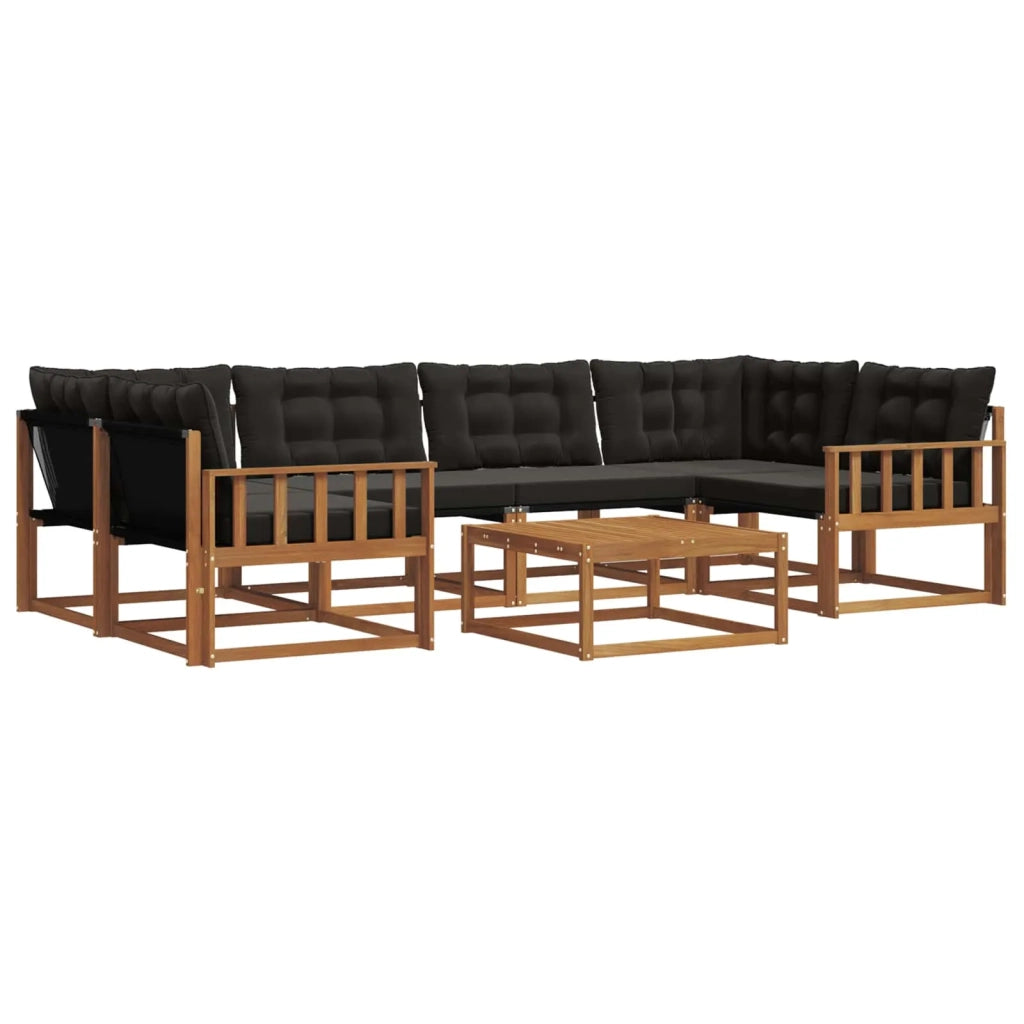 Set di divani da esterno con cuscino 7 pcs Naturale e Nero 3369239