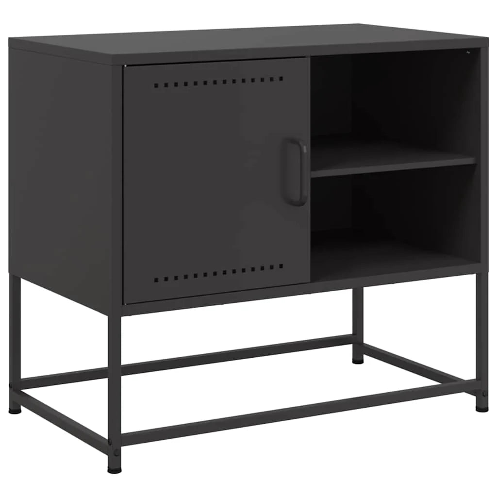 Mobile TV multimediale mensola TV credenza TV adatto per sala da pranzo soggiorno camera da letto 68 x 39 x 60,5 cm acciaio nero 02_0026163