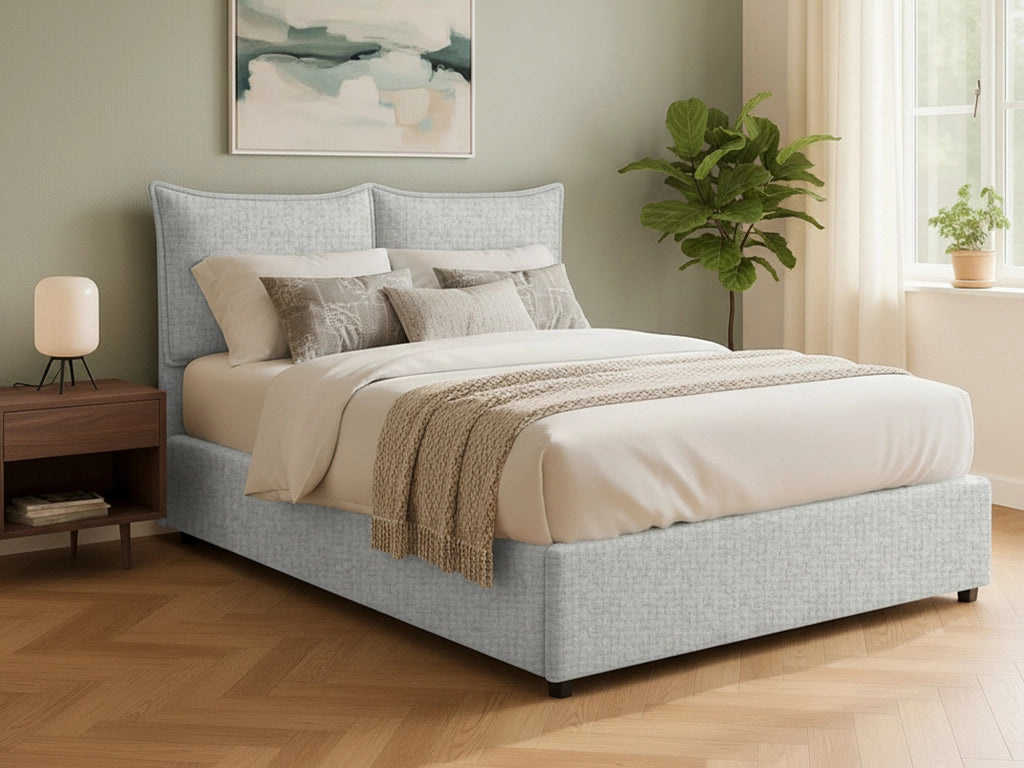 Uckfield, Letto Matrimoniale Sfoderabile Made in Italy, Grigio Chiaro