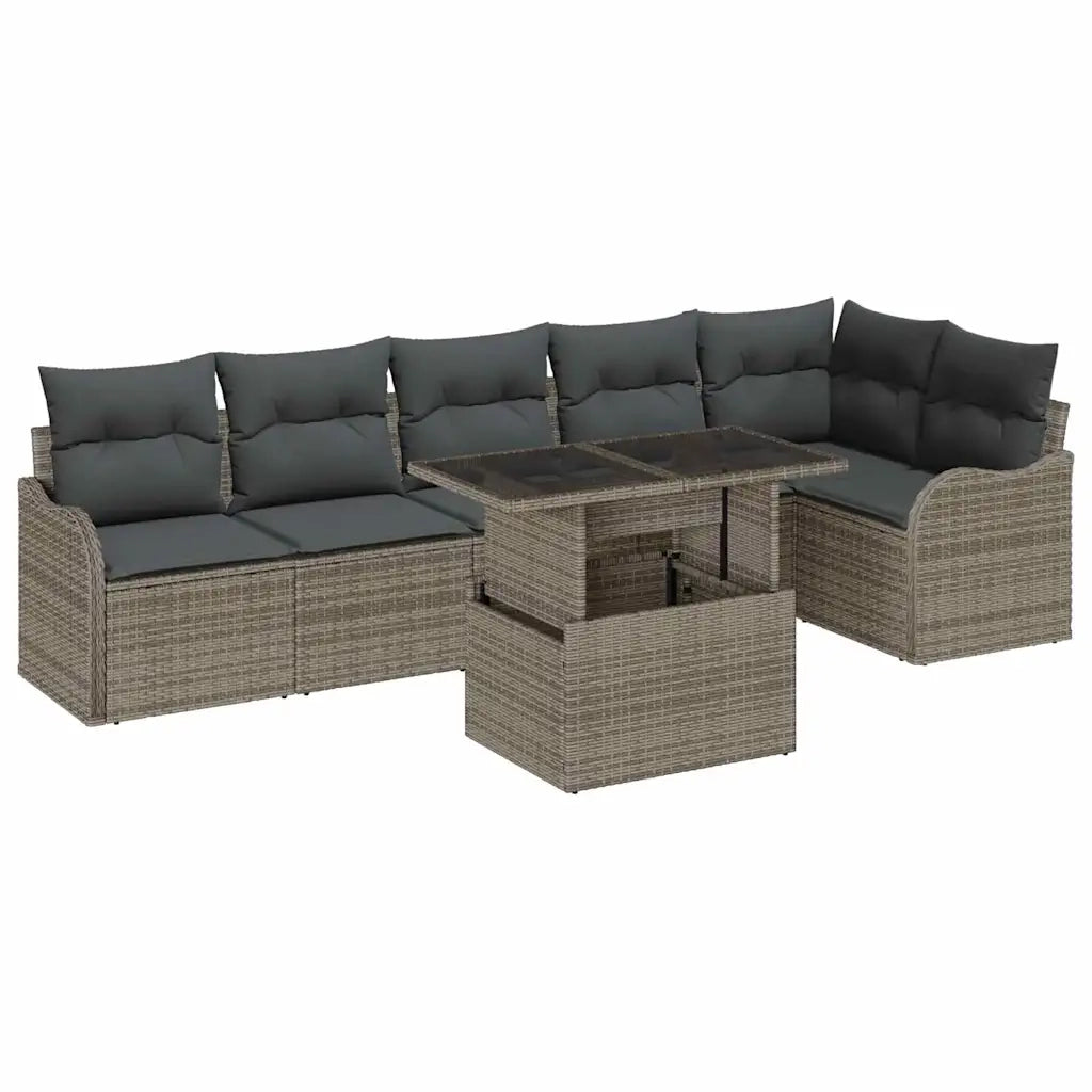 vidaXL Set Divano da Giardino 7 pcs Grigio 100 x 55 x 73 cm