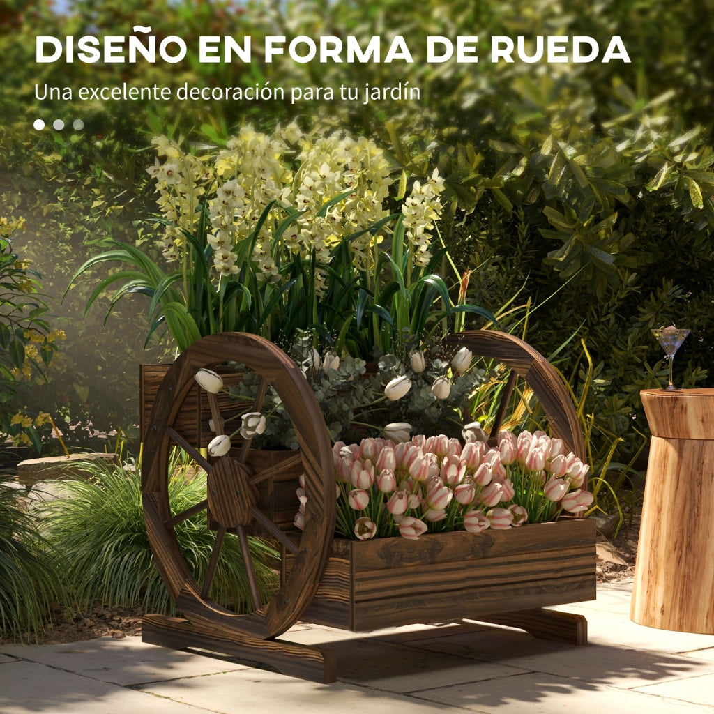 Fioriera a 3 Livelli Legno Esterno ¨C Xylo ¨C Marrone Carbonizzato 61x62x57 cm
