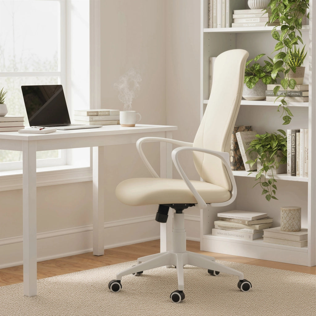 Sedia da Ufficio Girevole con Altezza Regolabile e Braccioli ¨C Zephmum ¨C 62x56x110-119.5cm Beige