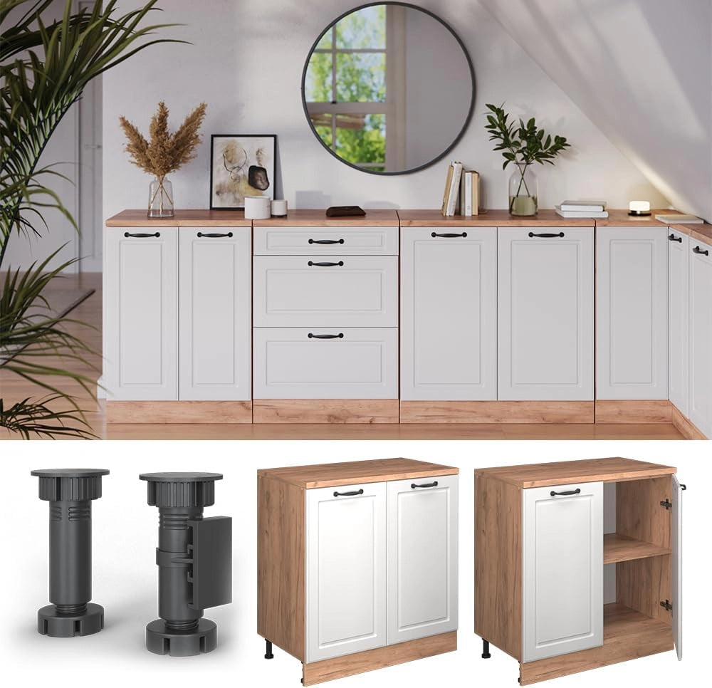 Mobile per mansarda Rion, Bianco casa di campagna, 80 x 81.6 cm senza inclinazione con 2 ante
