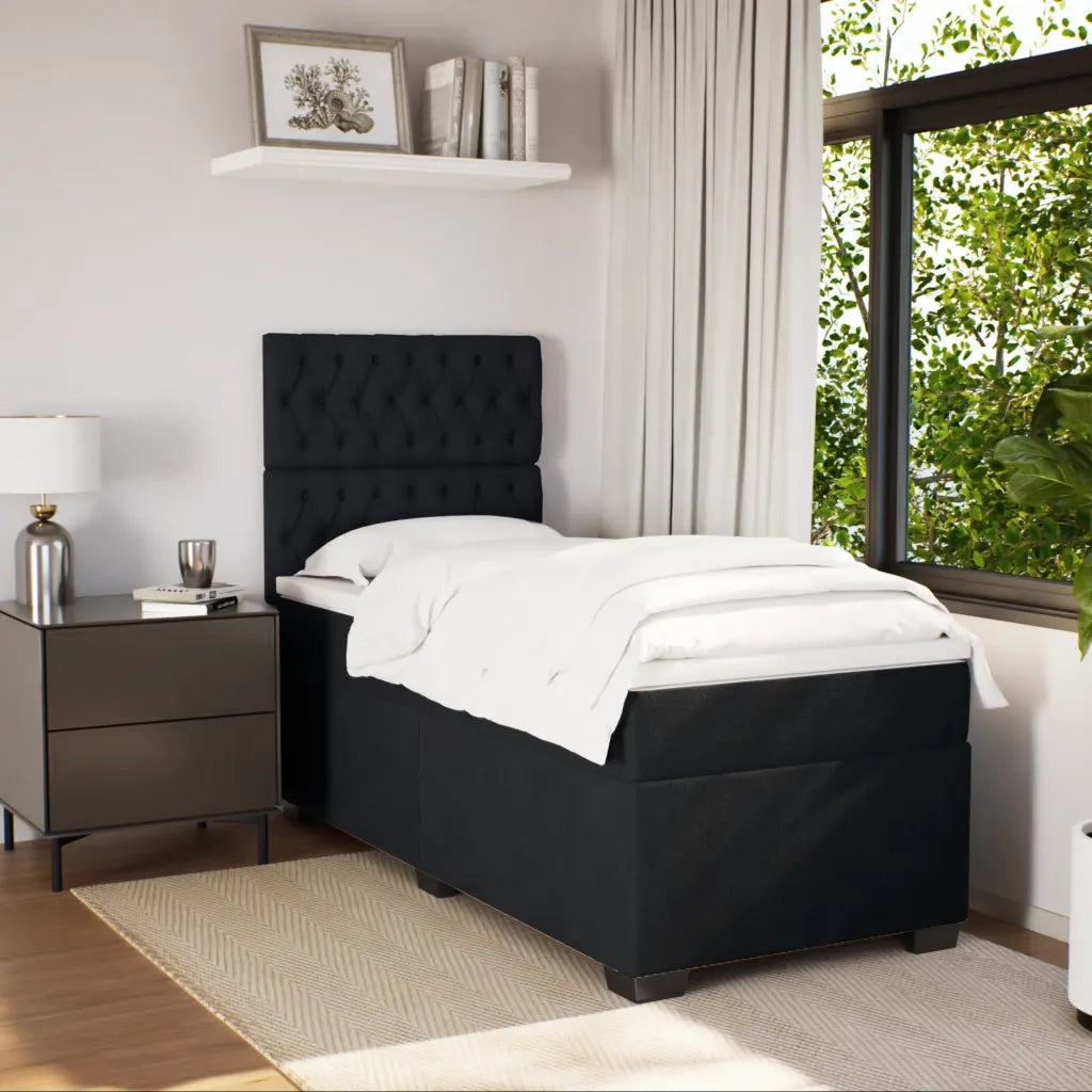 Giroletto a Molle con Materasso Nero 90x200 cm in Velluto