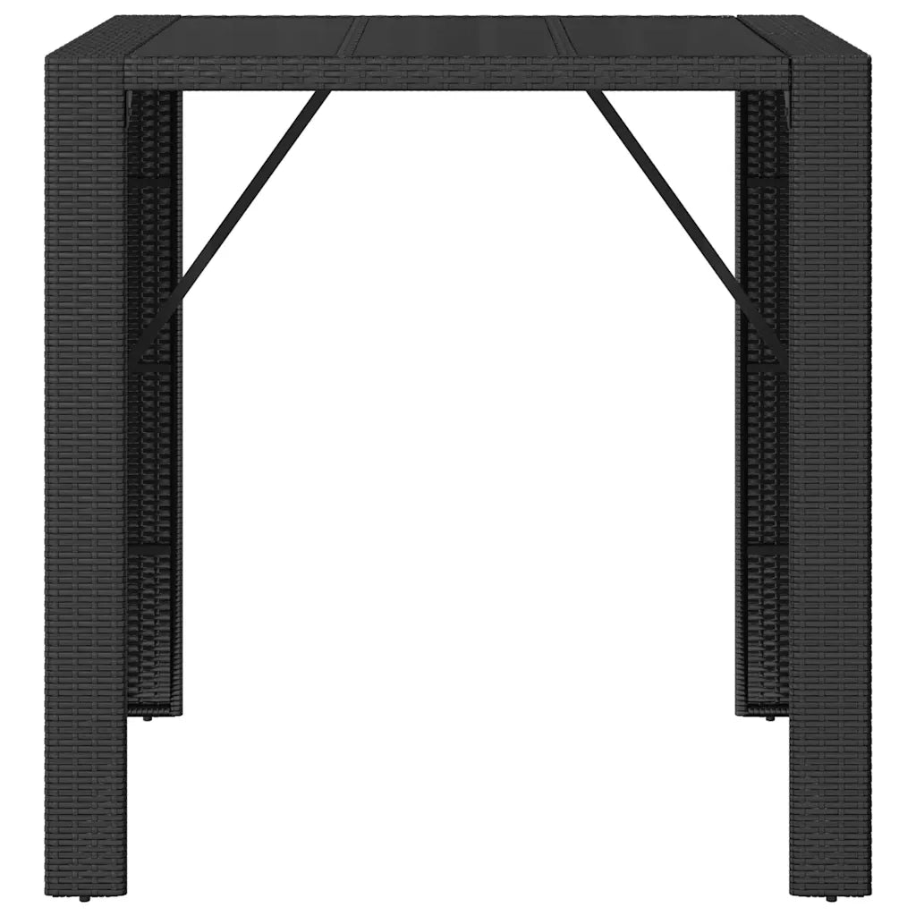Tavolo Bar con Piano in Vetro Nero 105x80x110 cm Polyrattancod mxl 79368
