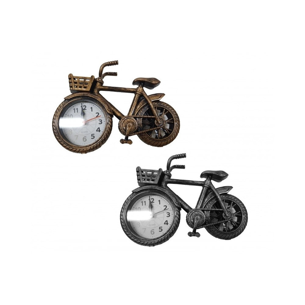 Trade Shop - Orologio Sveglia Tavolo Forma Bicicletta Bike Cestino Analogica Allarme Casa -