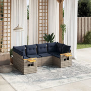 Set Divani da Giardino 6 pz con Cuscini Grigio in Polyrattan 3227104