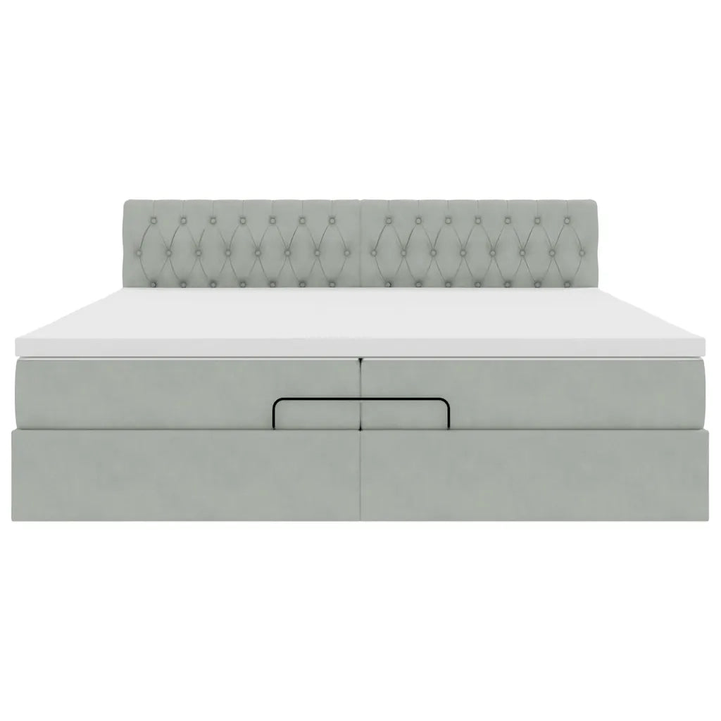 Struttura Letto Pouf con Materasso 200x200 cm in Velluto