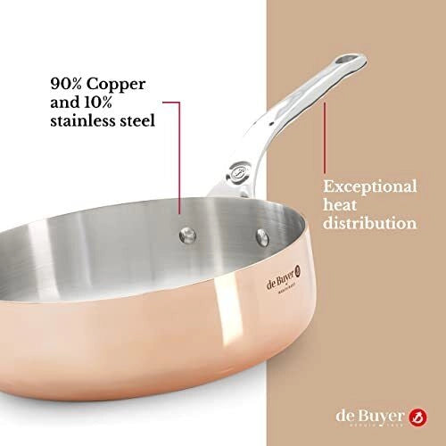 De Buyer 6230.16 Prima Matera Padella per saute' in Rame e Acciaio 16 cm 0.95 L colore Beige