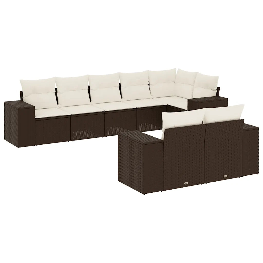 Set Divani da Giardino 8 pz con Cuscini Marrone in Polyrattan 3255160