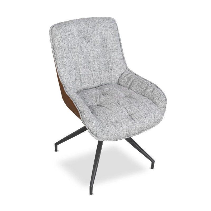 Sedia da pranzo Agora grigio chiaro con schienale in ecopelle aragosta e gambe nere con base fissa set 2 pezzi