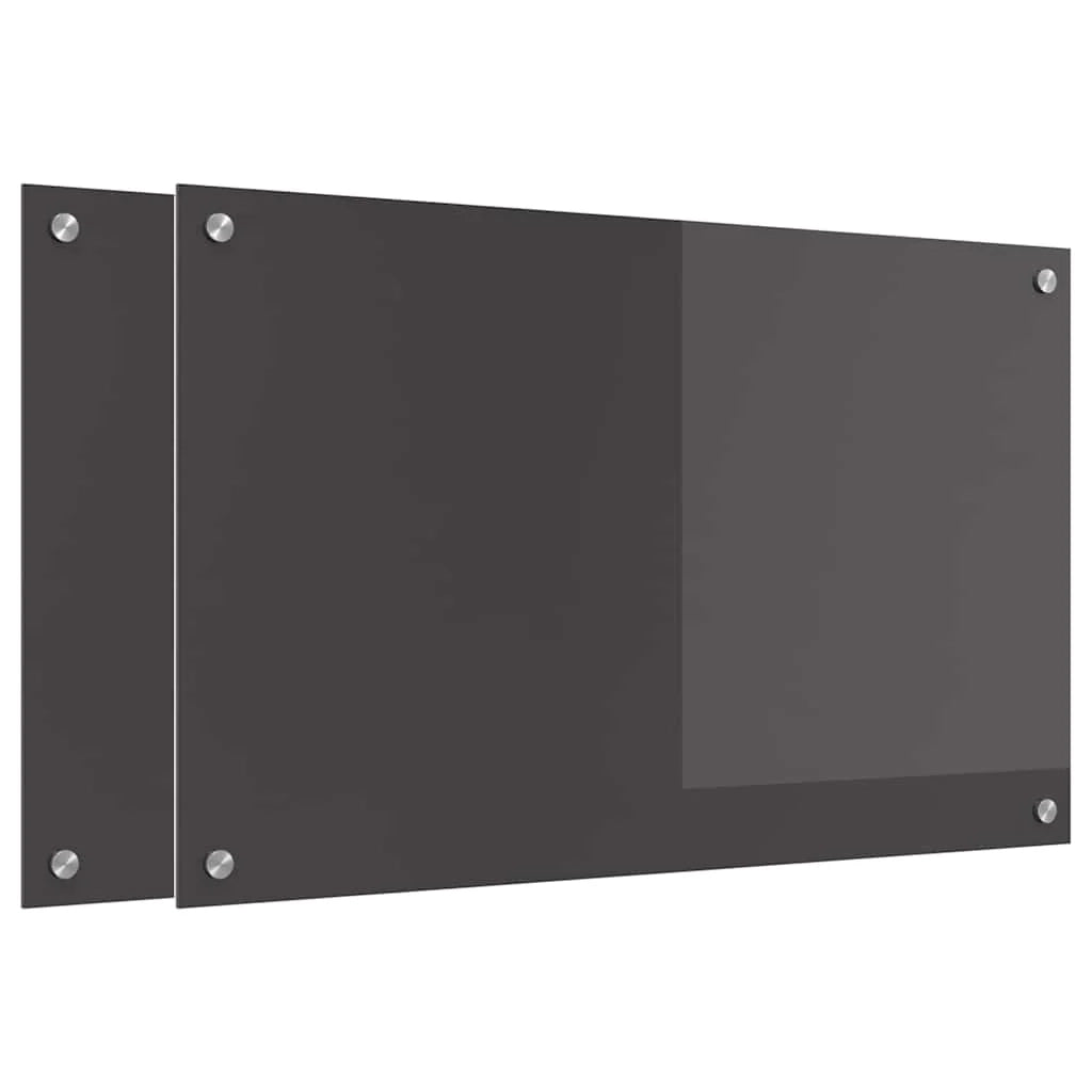 Set di 2 paraschizzi da cucina dal design moderno 80 x 50 cm resistenti al calore in vetro temperato grigio scuro 02_0056242