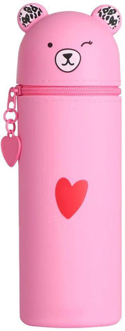 Etui 2-in-1 in stile cartoon, con chiusura a righello, con animali cartoon, per studentesse e ragazze adolescenti, grande, accessori scolastici estetici (rosa)