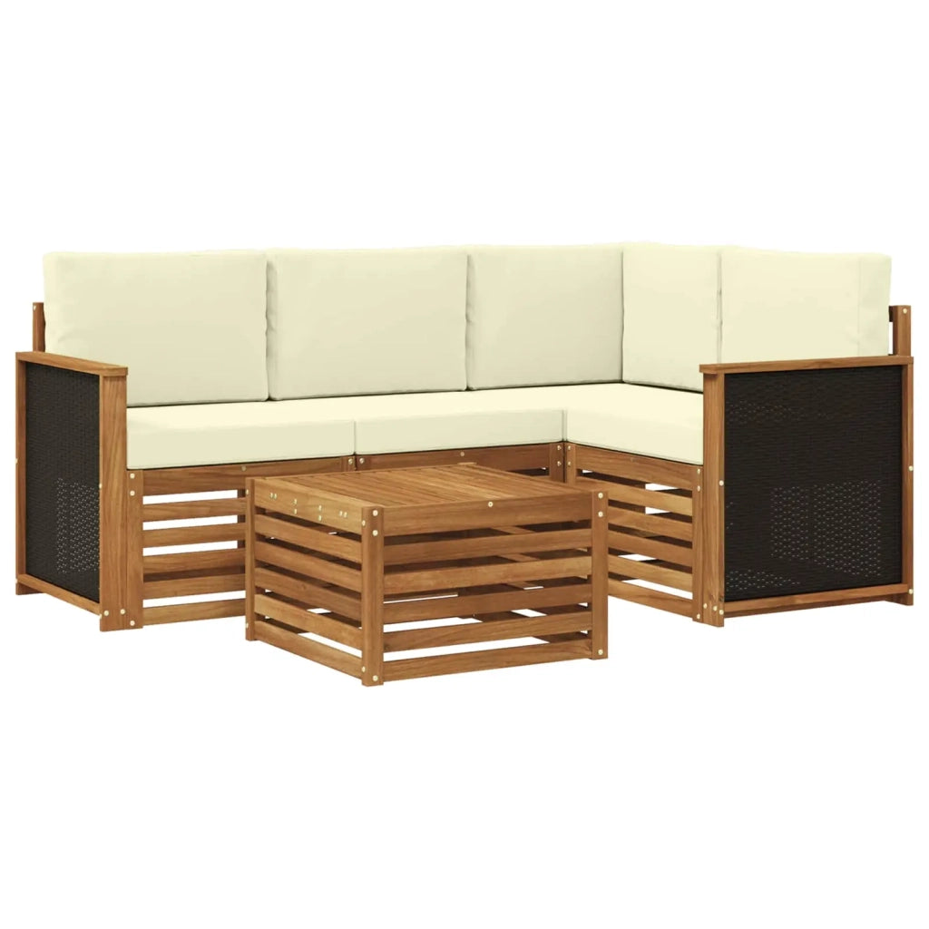 Set di divani da esterno 5 pcs Naturale e Crema 59 x 59 x 37 cm