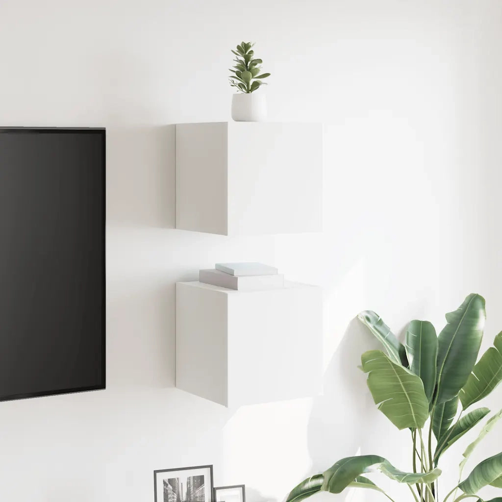 Mobili Porta TV a Parete 2pz-Credenza TV-Console TV Bianchi 30,5x30x30 cm