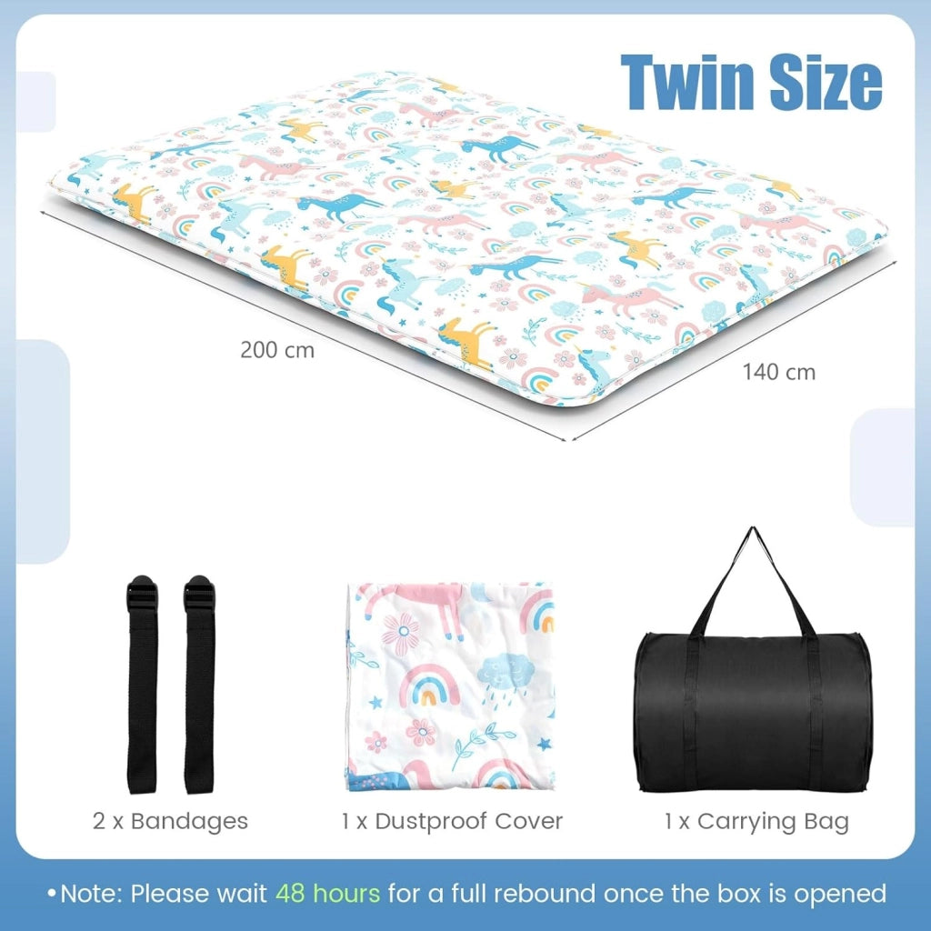 Materasso da pavimento 140x200 cm, materasso futon giapponese, tatami pieghevole e portatile, materasso pieghevole con borsa da trasporto e rivestimento rimovibile, materasso per dormire e