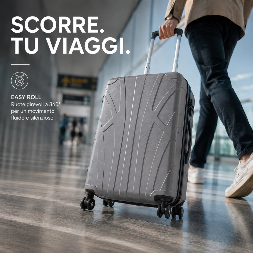Valigia Bagaglio a Mano 55x40x20 cm Grigio Trolley Lugano Adatto Ryanair Easyjet
