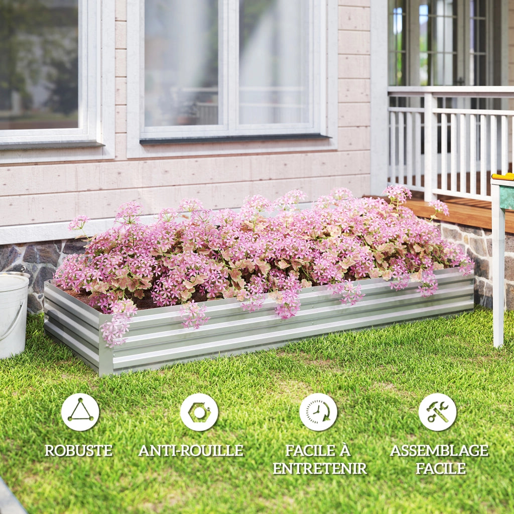 Vaschetta da giardino rettangolare ¨C zephmum ¨C 241x90.5x30 cm acciaio inox