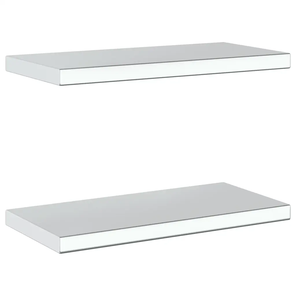 2 pz Mensole a Muro | Scaffale Parete | Ripiano a parete 50x23,5cm Argento in Acciaio Inossidabile