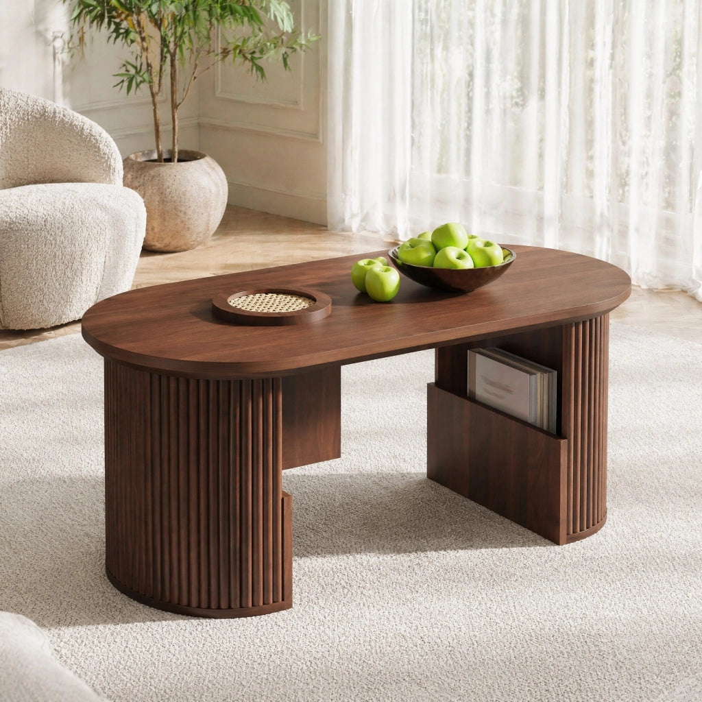 TAVOLINO DA SALOTTO OVALE 105x50x46,5 cm Noce MDF