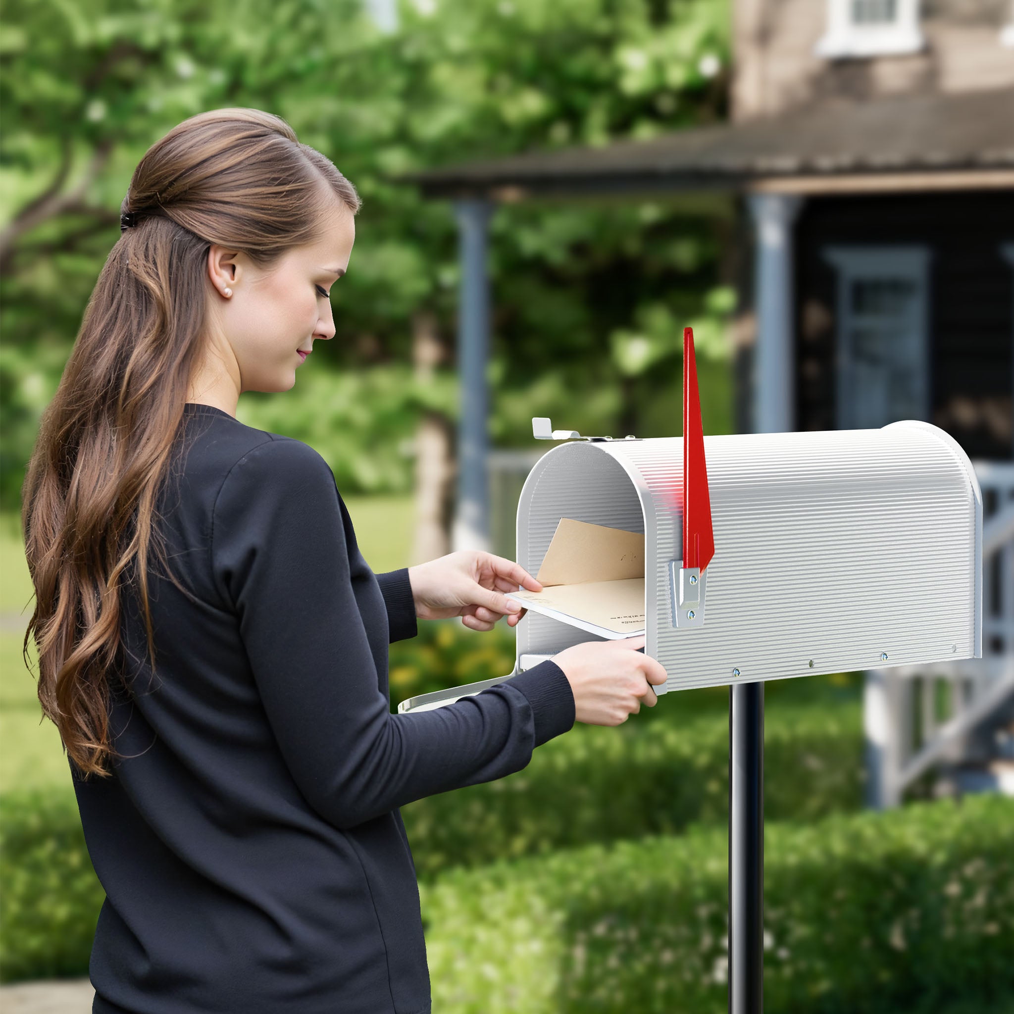 Cassetta postale americana in acciaio zincato bianco con materiale di montaggio