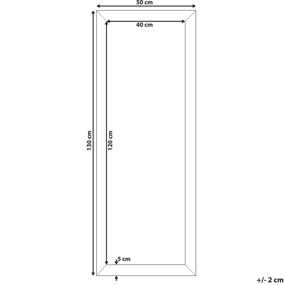 Specchio da Parete in Ottone da Appendere 50 x 130 cm Rettangolare Moderno Vintage