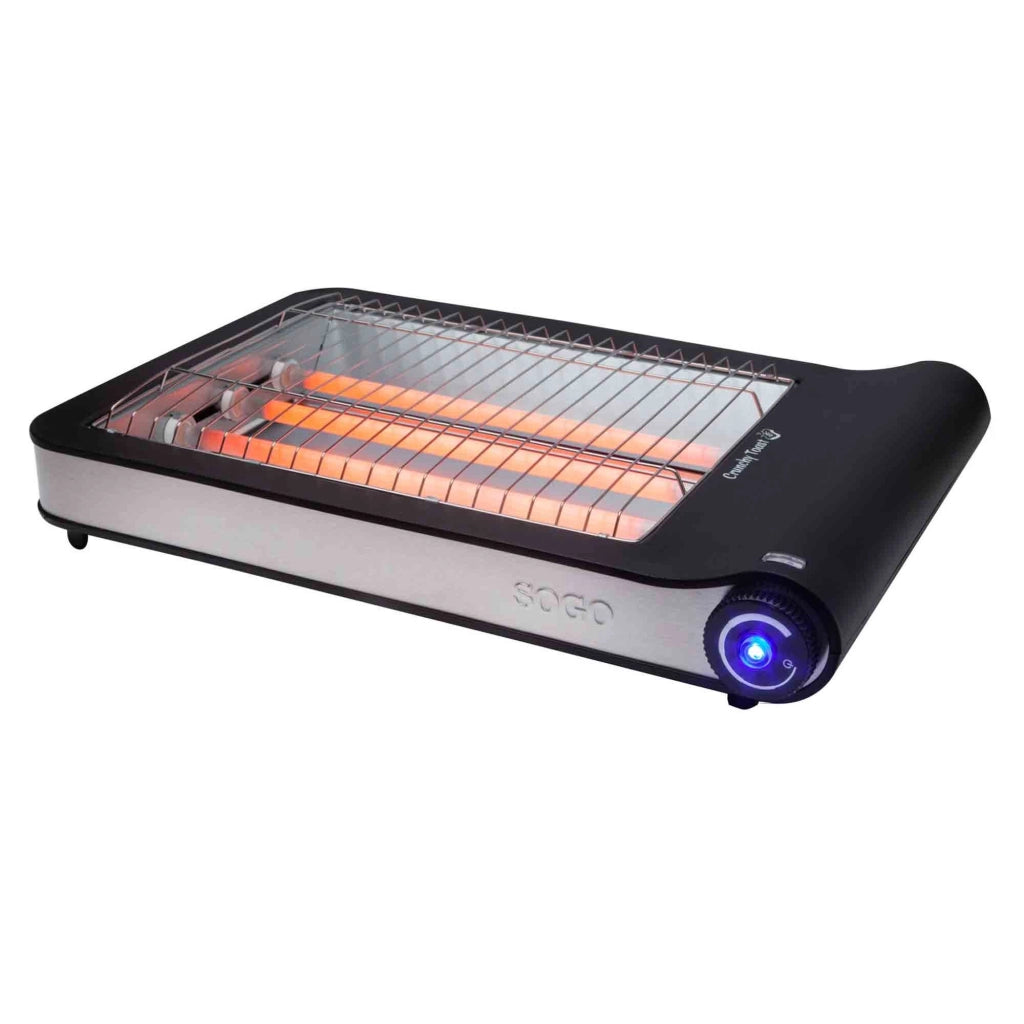 Tostapane elettrico piano 4 fette 900W, area ampia 25,5x20,2 cm con 6 livelli tostatura e resistenze al quarzo - Sogo